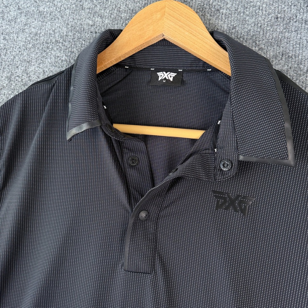PXG Parsons Xtreme Golf Polo Shirt Mens M Black Dot Pattern Stretch Performance
